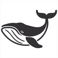 Whale Sillouette Vector Isloated On White Background