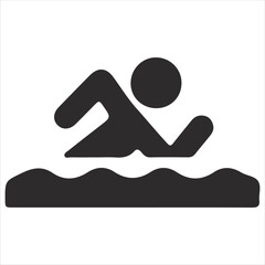 Swimming Sillouette Vector Isloated On White Background