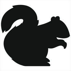 Squirrel Sillouette Vector Isloated On White Background