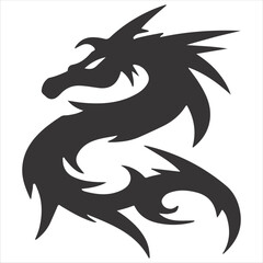 Dragon Sillouette Vector Isloated On White Background
