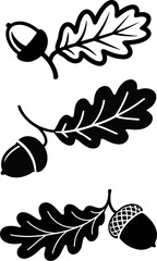 Obraz premium Oak Leaf and Acorn Silhouette Set