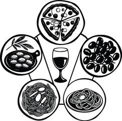 Vector illustration of a set of fruits and vegetables