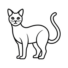 Obraz premium Simple Black and White Line Drawing of a Standing Cat Illustration