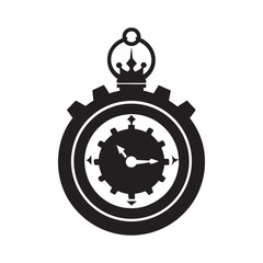 Steampunk Pocket Watch Silhouette Design Illustration