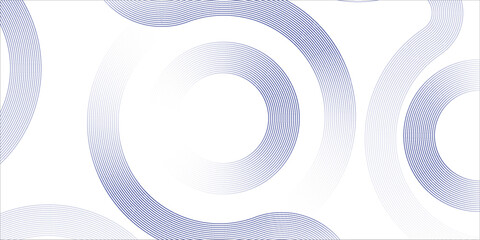 Abstract blue circle lines on white background. Geometric stripe line art design. Modern gradient lines pattern. Futuristic technology concept. Suit for website, banner, presentation, brochure, cover