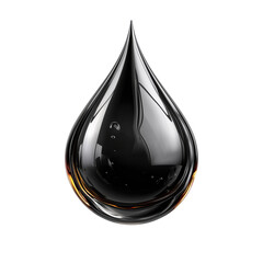 Black oil drop with reflective surface showcasing unique shape and glossy texture