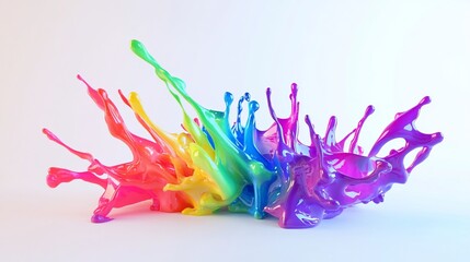 Vibrant Rainbow Paint Splash on a White Background Artistic Design