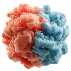 Colorful cloud of pink and blue smoke boldly merging in abstract artistic display during dynamic atmospheric event