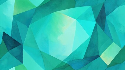 Fototapeta premium Abstract Geometric Teal Green Watercolor Mosaic Background