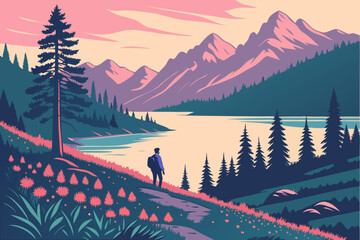 mountain landscape with lake