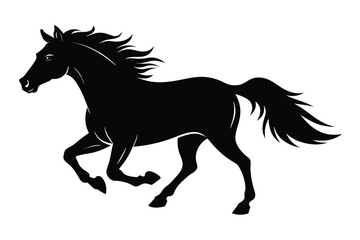 Obraz premium Galloping Horse Silhouette Vector Illustration on White Background for Graphic Design