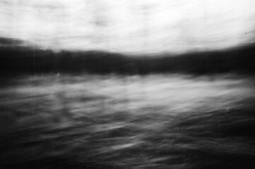 Blurred forest landscape in monochrome