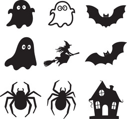 vector set of Halloween icons. Halloween Silhouette Icon Set Vector