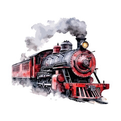 Vintage old steam locomotive traveling through the mountains, a powerful and historic engine on the railway track