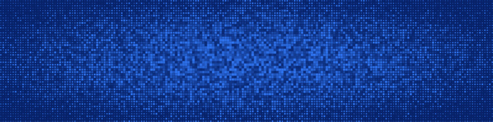 Fototapeta premium Digital tech seamless background, glowing pixel matrix for AI, coding, blockchain, fintech, cybersecurity BG, software, app UI, presentations, data backdrop. Vector illustration.