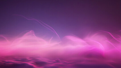 Surreal, ethereal landscape in vibrant magenta and violet. A painterly, dreamlike scene with glowing clouds and stars.