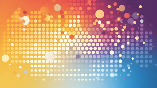 Abstract background with multicolored dots and bokeh effect.