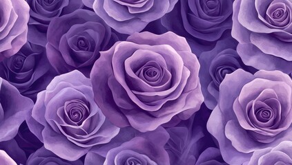 Close-up view of many deep purple and lavender roses