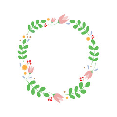 circle frame of prattles and flowers