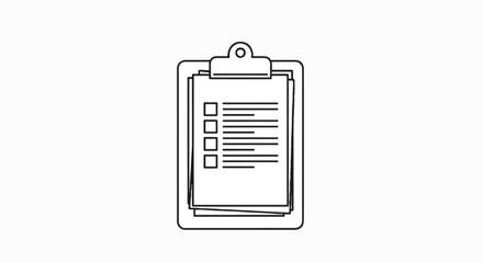 Line Art Clipboard with Checklist Icon. To-Do List for Task Management, Project Planning, and Work Productivity. Ideal for Labor Day assets.
