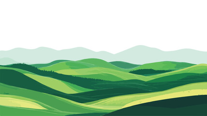 Tranquil Green Rolling Hills Landscape with Simple Lines
