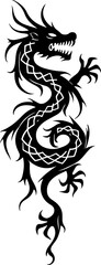 Fototapeta premium dragon, tribal, tattoo, flowers, vine, leave vector design