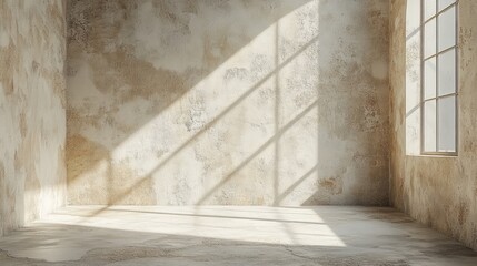 Sunlit Room with Textured Walls and Window