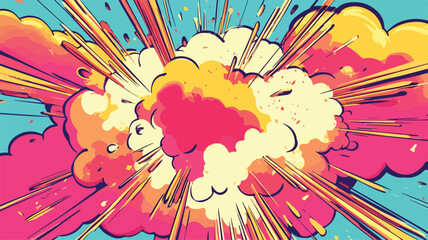 Colorful Explosive Cartoon Clouds and Bursts Cartoony Illustration
