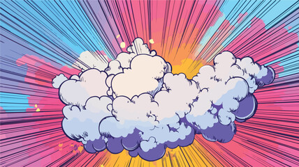 Colorful Explosive Cartoon Clouds and Bursts Cartoony Illustration