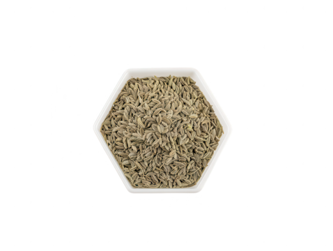 Anise Seeds Heap in a Hexagon Plate on Isolated Background