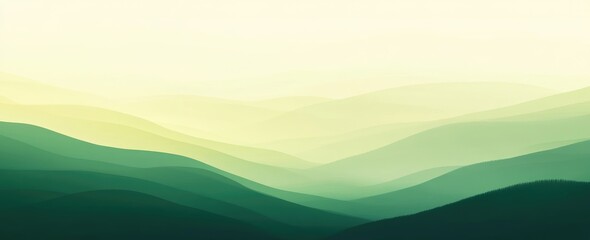 Obraz premium Abstract landscape of layered, soft green and yellow mountains