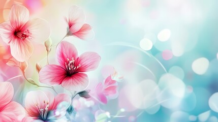 A bright and cheerful background wallpaper with floral elements and soft hues 