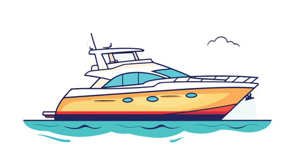 Sleek Yacht Thin Icon Vector Cartoon Illustration Simplified