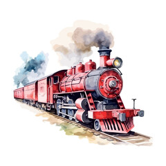 Vintage steam locomotive on a mountain railway, billowing smoke as it travels the old tracks