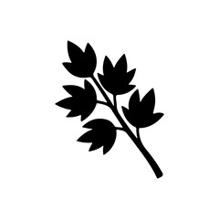 Flat black tropical leaf silhouette. Isolated jungle foliage on a white background. Ideal for botanical designs, logos, decorations, eco-friendly products, and nature projects.
