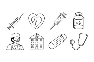 Medical and Health Care Icon Set in Vector Design Style