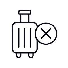 Obraz premium Lost luggage suitcase with cancel symbol in minimalist line art 