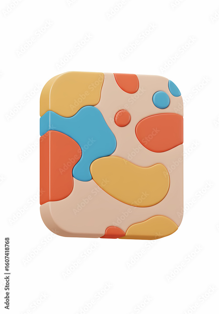Fototapete abstract colorful pattern rectangle with beige backdrop render