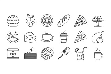 Food and Drink Icon Collection in Hand Drawn Vector Style