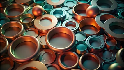 Abstract 3D Metallic Circle Pattern Background