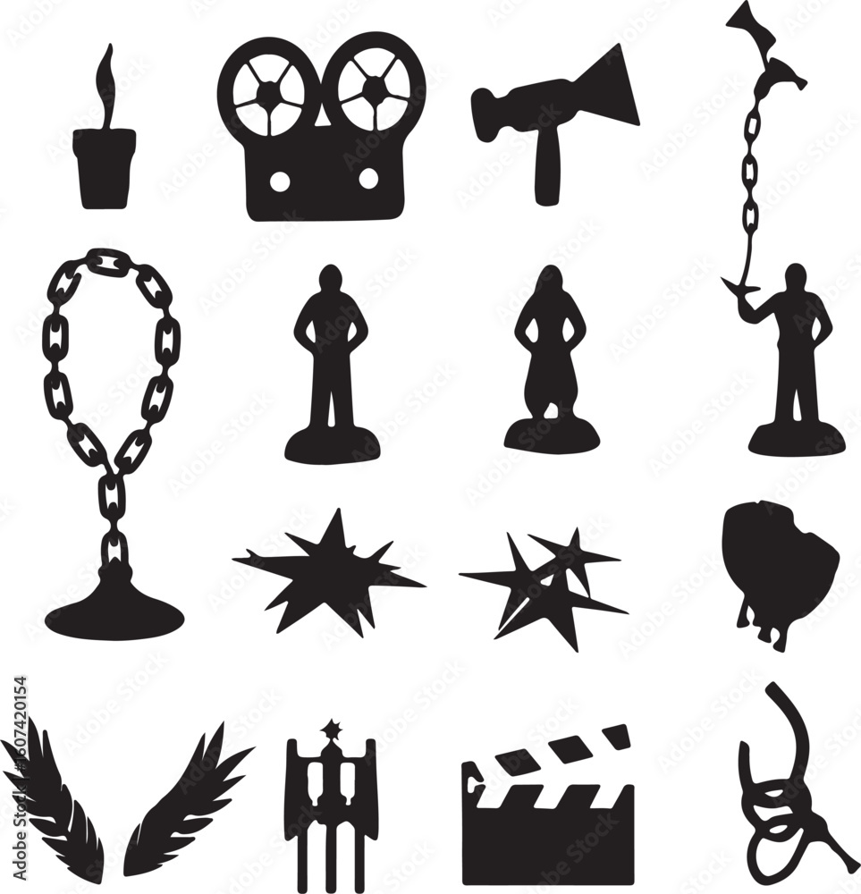 Aufkleber collection of diverse minimalist line art icons representing various concepts and objects featuring 