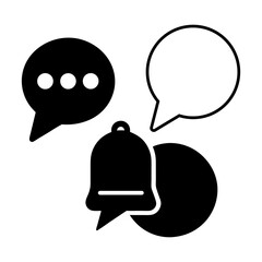 Flat Notification Icons – Alert and Chat Bubbles in Vector Style.