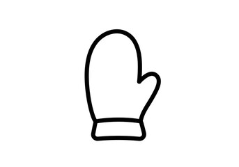 Fototapeta premium A simple line drawing of a winter mitten with a thick outline on a white background