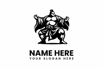 Powerful Sumo Wrestler in Mawashi with Topknot Ready for Combat.