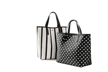  white black tote bags isolated on white background PNG , AI GENERATED