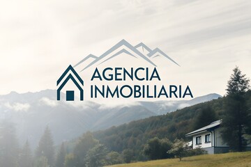 Housing-themed layout with title Agencia Inmobiliaria and city property background logo-style appearance and space for text perfect for Spanish realtor branding home rental promotion and residential