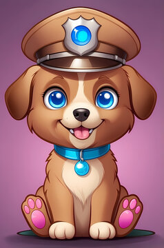 Cover S&uuml;&szlig;er Polizeihund mit Dienstmarke und Polizeihut - Variante 2