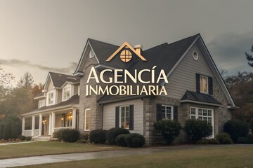 Agencia Inmobiliaria written above modern real estate background resembling a branding logo with space for slogan or contact info suitable for realty agencies housing ads apartment sales