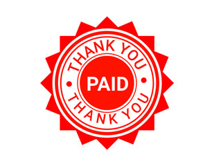 Red Paid Thank You Stamp PNG - Bold Circular Emblem for Billing, Receipts & Invoices