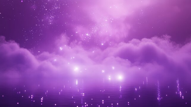 A mystical purple wallpaper with ethereal elements like glowing lights and fog